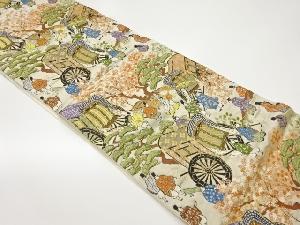 金通し御所車・松・人物模様織出し袋帯